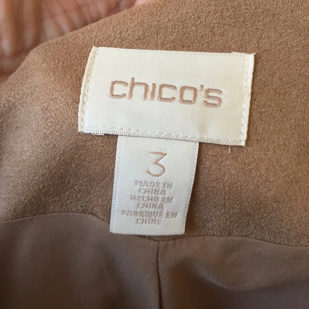 Chico’s Faux Suede Laser Cut Zip Jacket - Picture 8 of 10